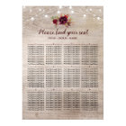 Burgundy Flowers Rustic Wedding Seating Chart