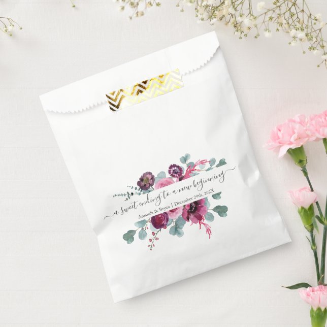 Burgundy flowers sweet Favour Box Bag (Sealed)