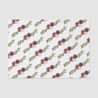 Burgundy Flowers Tissue Paper