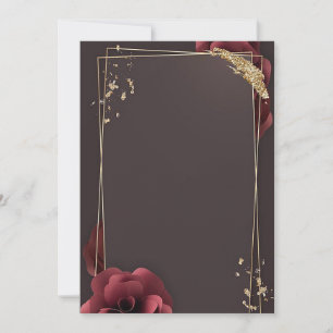 Burgundy Flowers with gold frame Invitation