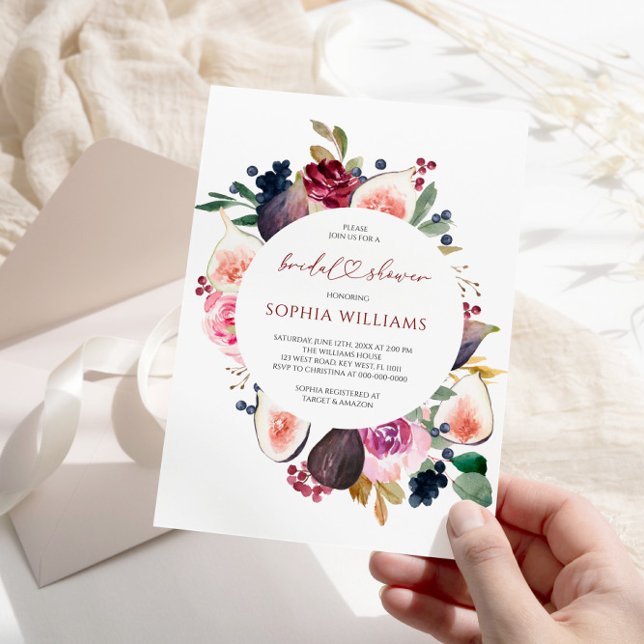 Burgundy Flowers Wreath Bridal Shower invitation (Creator Uploaded)