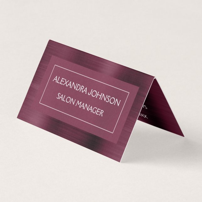 Burgundy Foil | Marsala Foil Modern Business Card (Front)