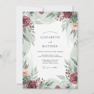 Burgundy Foliage Eucalyptus Wedding Invitation