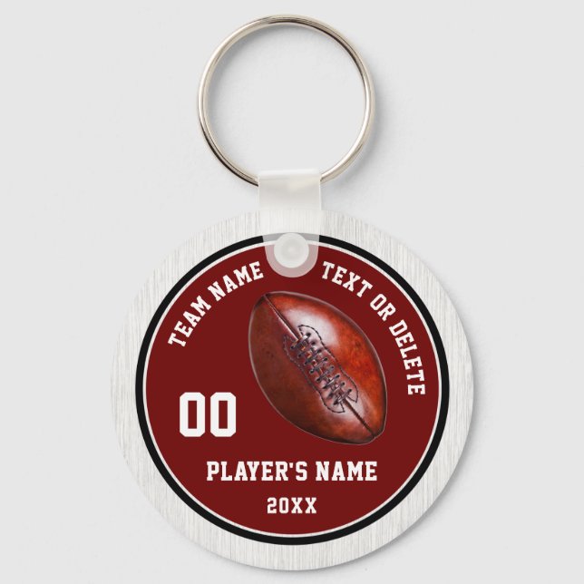 Burgundy Football Team Gift Ideas or Your Colours Key Ring (Front)