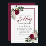 Burgundy Frame Floral Greenery Calligraphy Wedding Invitation<br><div class="desc">Modern Calligraphy Script,  Elegant Watercolor Burgundy Floral,  Greenery,  Burgundy Frame Wedding Invitation includes peonies,  eucalyptus leaves and other beautiful greenery.</div>