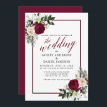 Burgundy Frame Floral Greenery Calligraphy Wedding Invitation<br><div class="desc">Modern Calligraphy Script,  Elegant Watercolor Burgundy Floral,  Greenery,  Burgundy Frame Wedding Invitation includes peonies,  eucalyptus leaves and other beautiful greenery.</div>
