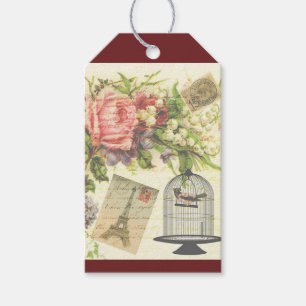 Burgundy French Theme Vintage Paris Gift Tag