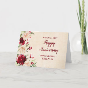 Burgundy Friends Wedding Anniversary Card