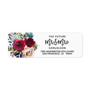 BURGUNDY Future Mr & Mrs Wedding Return Address Label