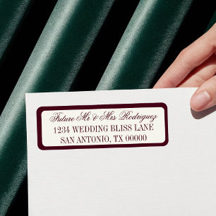 Burgundy Future Mr & Mrs Wedding Return Address Label