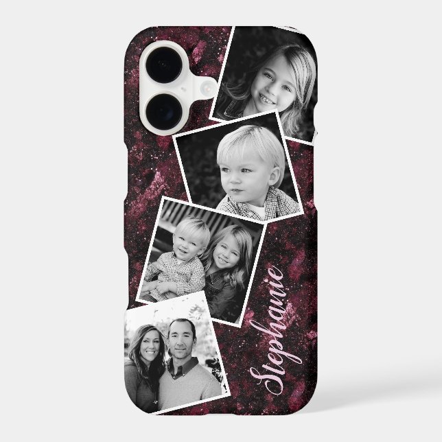 Burgundy Galaxy Dust Photo Collage Personalized (Back)