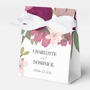 Burgundy Garden Flowers Wedding Favour Box