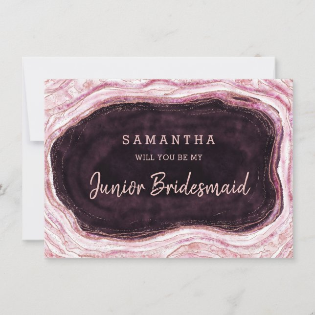 Burgundy Geode Be My Junior Bridesmaid Proposal (Front)