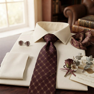 Burgundy Geometric Lattice Wedding Guest Tie