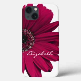 Burgundy Gerber Gerbera Daisy Personalised iPhone 13 Case