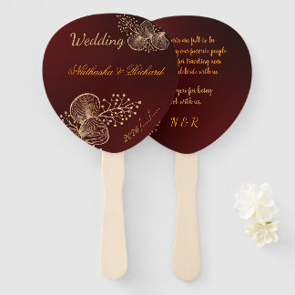 Burgundy & Gilded Floral Elegant Wedding  Hand Fan
