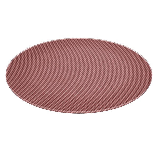 Burgundy Gingham-12 in ROUND GLASS CUTTING BOARD (Corner)