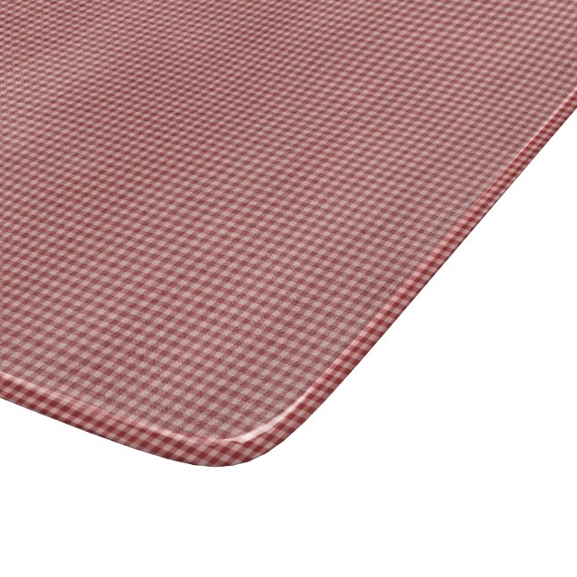 Burgundy Gingham-6x7 GLASS CUTTING BOARD (Corner)