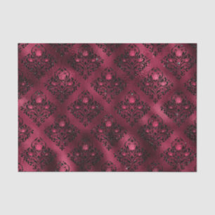 Burgundy Glam Foil Glitter Damask Tissue Paper