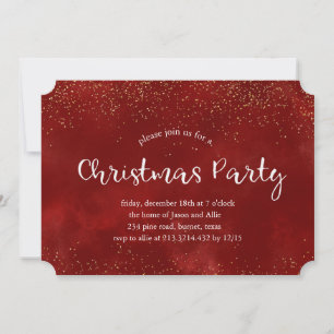Burgundy Glitter Christmas Party Invitation