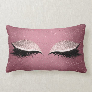 Burgundy Glitter Lashes Eyes Rose Makeup Sleep Lumbar Cushion