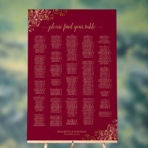 Burgundy Gold 300 Name Alphabetical Seating Chart