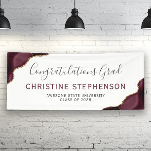 Burgundy Gold Agate Congratulations Graduation Banner