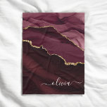 Burgundy Gold Agate Geode Gold Monogram Fleece Blanket<br><div class="desc">Burgundy and Gold Foil Agate Geode Monogram Beautiful Elegant Script Name Sherpa Blanket. This makes the perfect sweet 16, 13th, 15th, 16th, 18th, 21st, 30th, 40th, 50th, 60th, 70th, 80th, 90th, 100th birthday, wedding, bridal shower, anniversary, baby shower, graduation or bachelorette party gift for someone decorating her room in modern...</div>