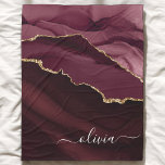 Burgundy Gold Agate Geode Gold Monogram Fleece Blanket<br><div class="desc">Burgundy and Gold Foil Agate Geode Monogram Beautiful Elegant Script Name Sherpa Blanket. This makes the perfect sweet 16, 13th, 15th, 16th, 18th, 21st, 30th, 40th, 50th, 60th, 70th, 80th, 90th, 100th birthday, wedding, bridal shower, anniversary, baby shower, graduation or bachelorette party gift for someone decorating her room in modern...</div>