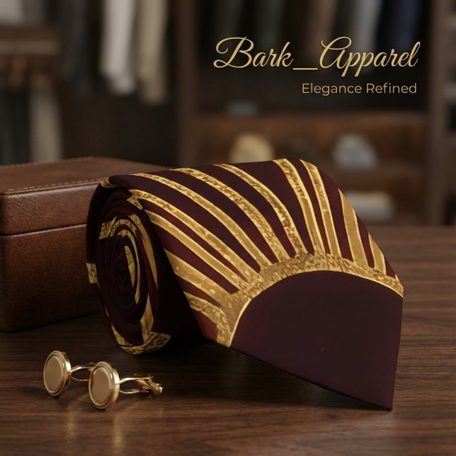 Burgundy & Gold Art Deco Geometric Pattern Formal  Tie (Creator Uploaded)