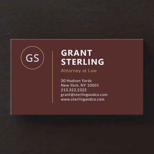 Burgundy Gold Attorney at Law  Business Card (Creator Uploaded)