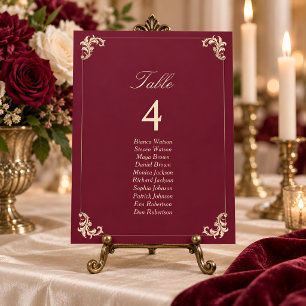 Burgundy Gold Baroque Wedding Seating Chart