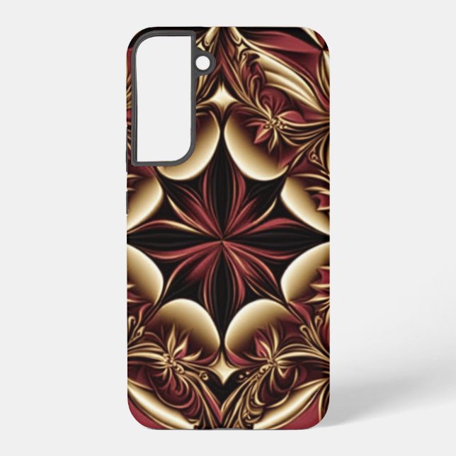 Burgundy Gold Black Damask Flower Samsung Galaxy S22+ Case (Back)