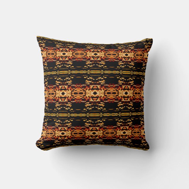 Burgundy Gold Black Horizontal Tile Pattern Cushion (Front)