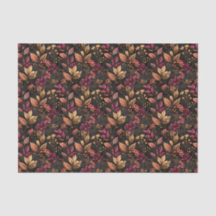 Burgundy Gold Black Watercolor Botanicals Florals Tissue Paper