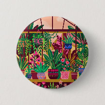 Burgundy & Gold Botanical Greenhouse Buttons