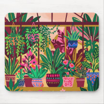 Burgundy Gold Botanical Greenhouse Mousepad