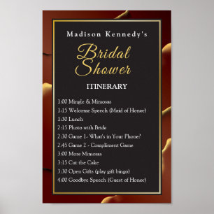 Burgundy Gold Bridal Shower 🌿 Elegant Ink Poster