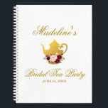 Burgundy Gold Bridal Shower Tea Party Gift List Notebook<br><div class="desc">Watercolor Floral Burgundy Marsala Gold Bridal Shower Tea Party Gift List Notebook</div>