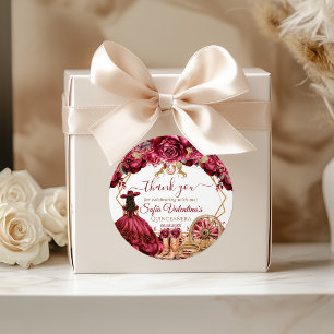 Burgundy Gold Charra Quinceanera Cowboy Boots Classic Round Sticker