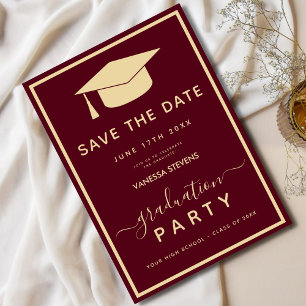 Burgundy Gold Classic Graduation Save the Date