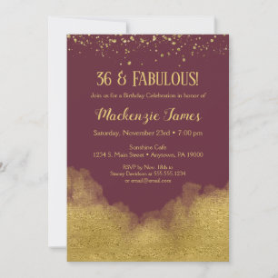 Burgundy Gold Confetti Birthday Invitation