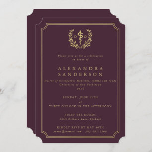Burgundy/Gold Doctor of Osteopathic Medicine Grad Invitation