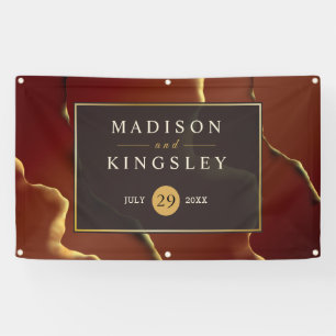🤵 Burgundy Gold Elegant Inky Abstract Wedding   Banner