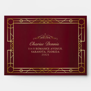 Burgundy Gold Embellishment Decorative Frame Envelope