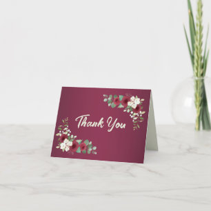 Burgundy Gold Fall Winter Garden Wedding Thank You Card