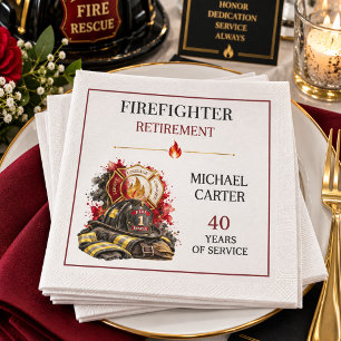 Burgundy Gold Firefighter Helmet Retirement Napkin