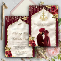Burgundy Gold Floral Anand Karaj Sikh Wedding