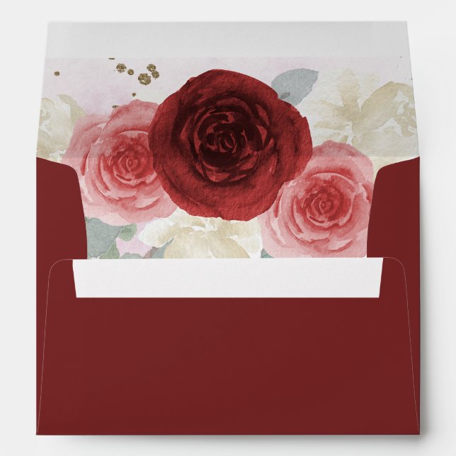 Burgundy Gold Floral Elegant Envelope (Back (Bottom))