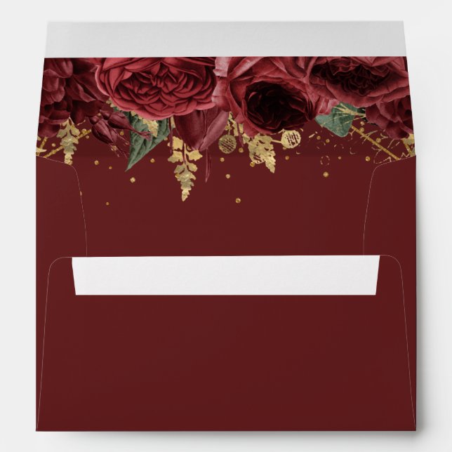 Burgundy Gold Floral Elegant Envelope (Back (Bottom))